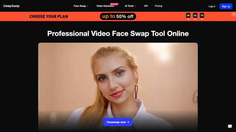 Deepswap website homepage screenshot