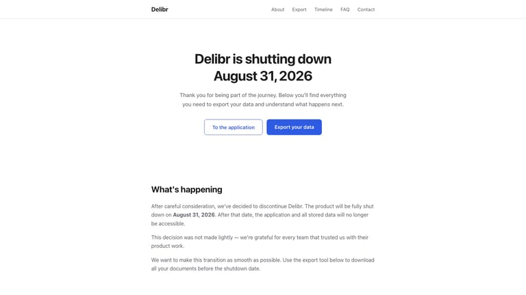 Delibr website homepage screenshot