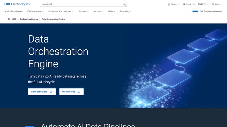 Dell Data Orchestration Engine website homepage screenshot