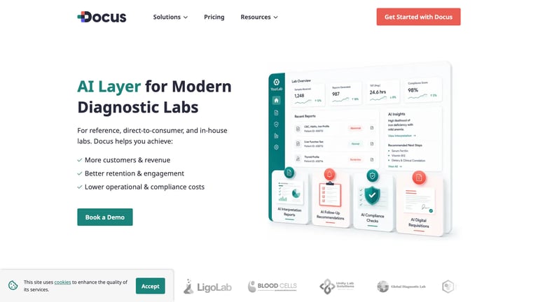 Docus website homepage screenshot
