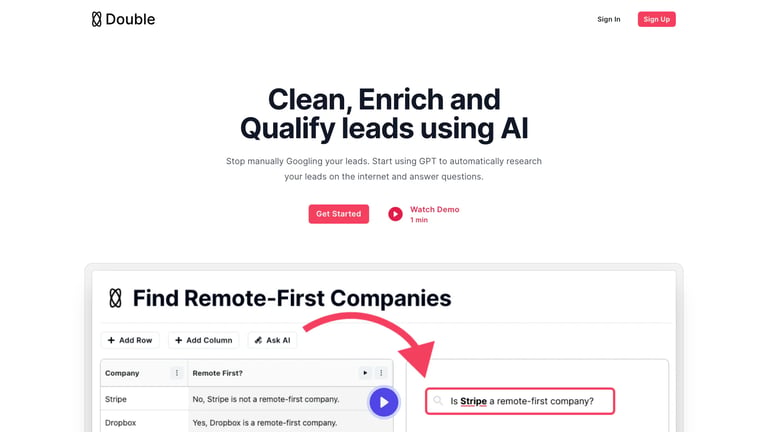 Double website homepage screenshot