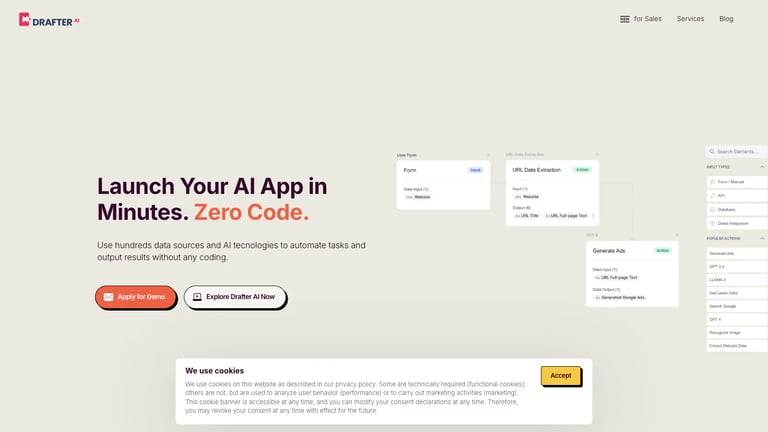 Drafter AI website homepage screenshot