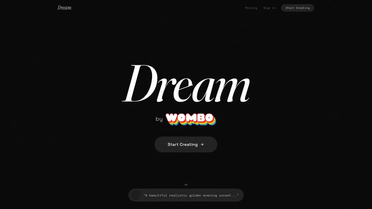 Dream by WOMBO website homepage screenshot