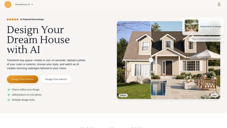 DreamHouse AI website homepage screenshot