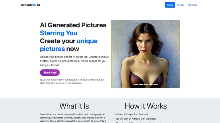 DreamPic.AI website homepage screenshot
