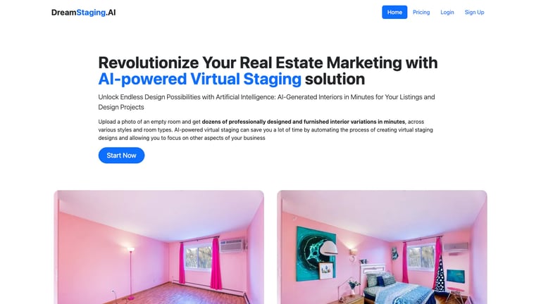 DreamStaging.AI website homepage screenshot