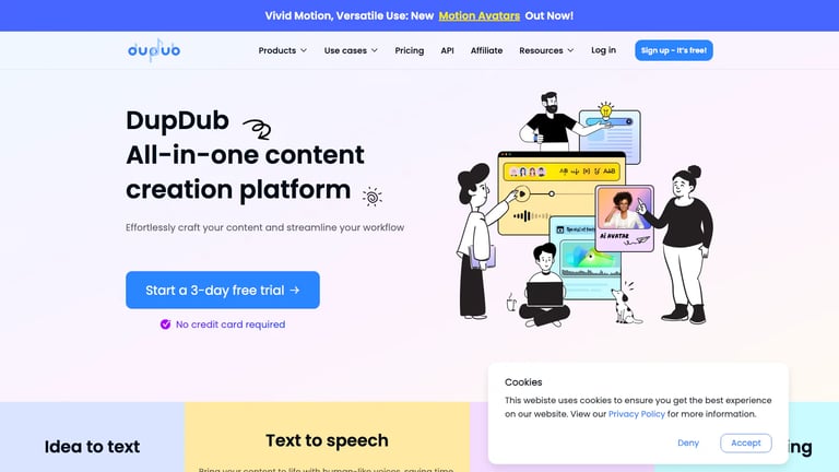 DupDub website homepage screenshot