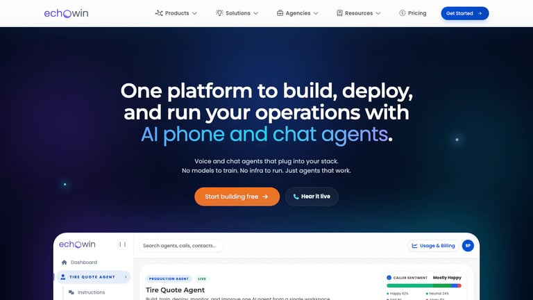 echowin website homepage screenshot