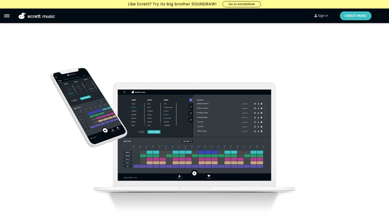 ecrett music website homepage screenshot