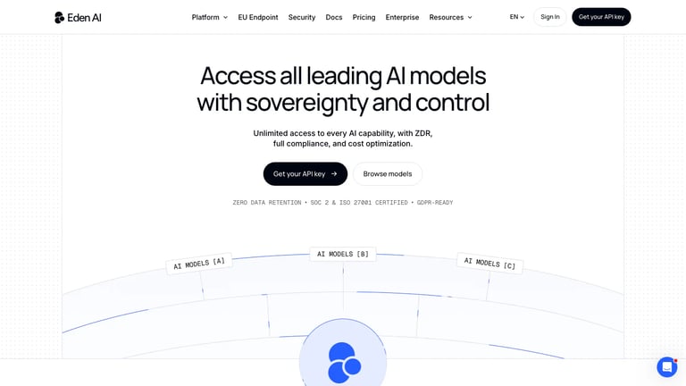 Eden AI website homepage screenshot
