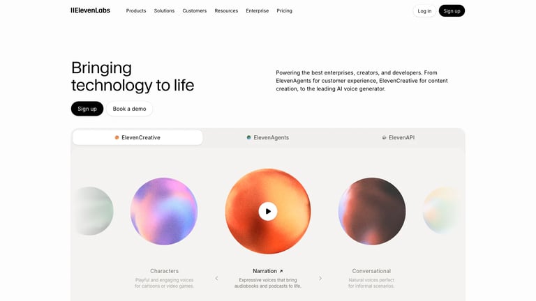 ElevenLabs website homepage screenshot