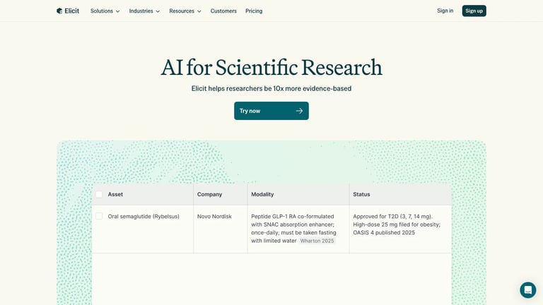 Elicit website homepage screenshot