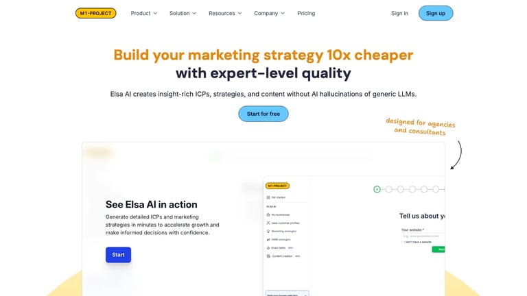 Elsa AI website homepage screenshot