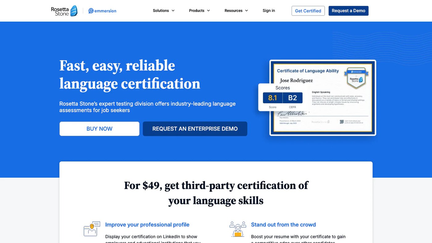 Emmersion website homepage screenshot