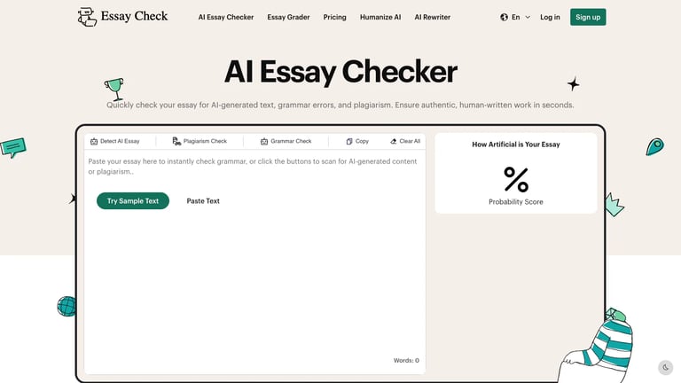EssayCheck website homepage screenshot