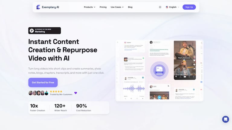 Exemplary AI website homepage screenshot