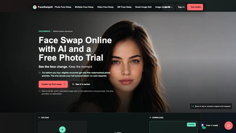 FaceSwapAI website homepage screenshot