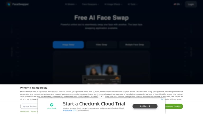 FaceSwapper website homepage screenshot