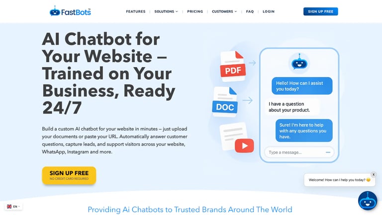 FastBots website homepage screenshot