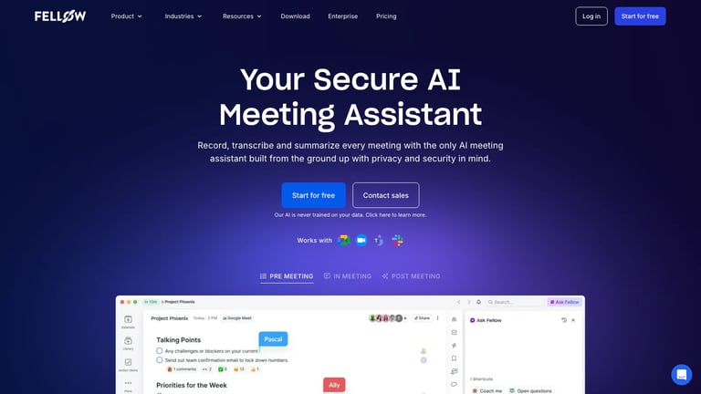 Fellow website homepage screenshot