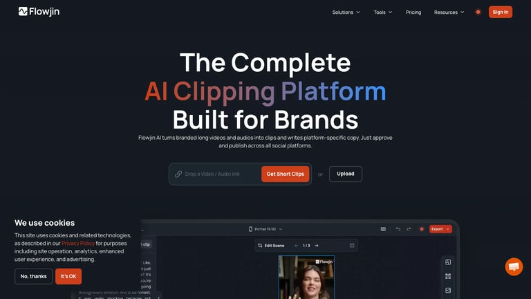 Flowjin website homepage screenshot