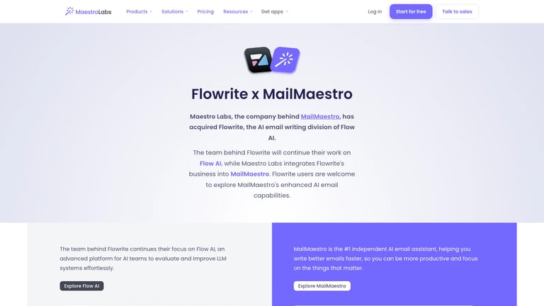 Flowrite website homepage screenshot