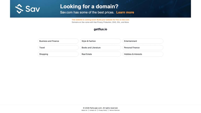 Flux website homepage screenshot