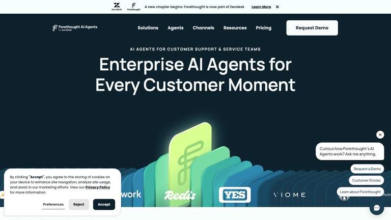 Forethought website homepage screenshot