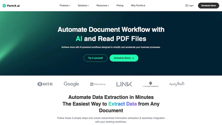 FormX.ai website homepage screenshot