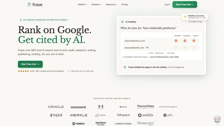 Frase website homepage screenshot