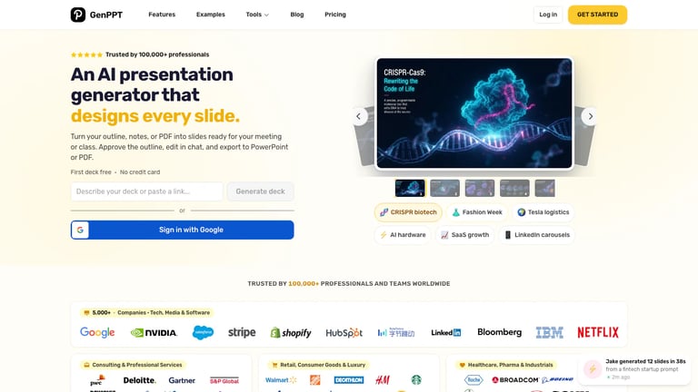 GenPPT website homepage screenshot