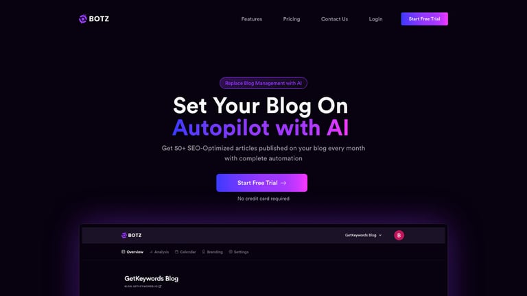 GetBotz website homepage screenshot