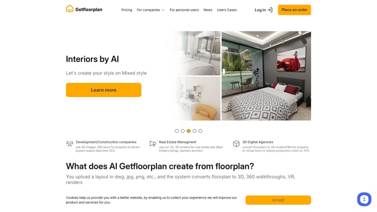 Getfloorplan website homepage screenshot
