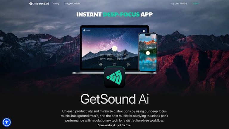 GetSound Ai website homepage screenshot