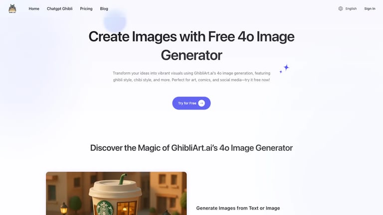 GhibliArt.ai website homepage screenshot