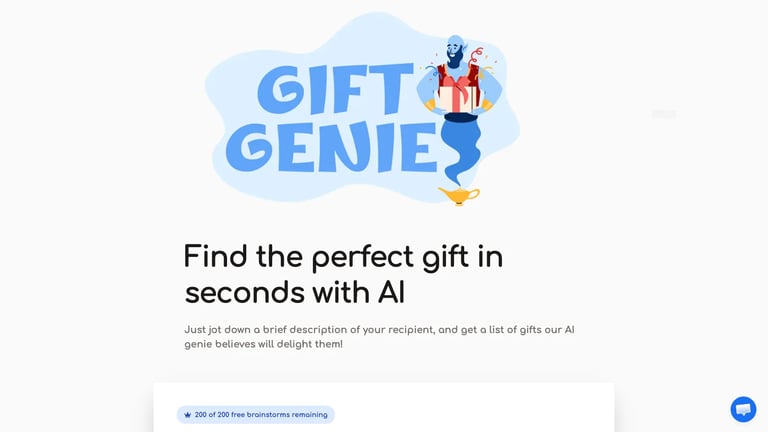 Gift Genie AI website homepage screenshot