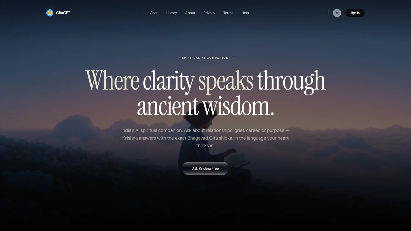 GitaGPT website homepage screenshot