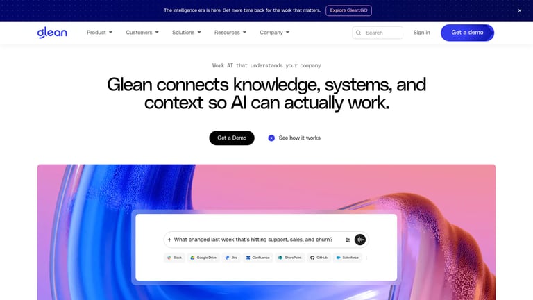 Glean website homepage screenshot