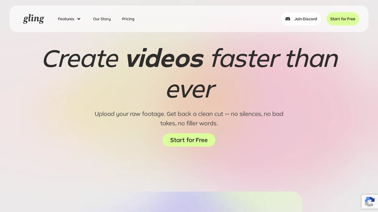 Gling website homepage screenshot