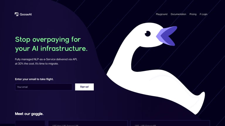 GooseAI website homepage screenshot