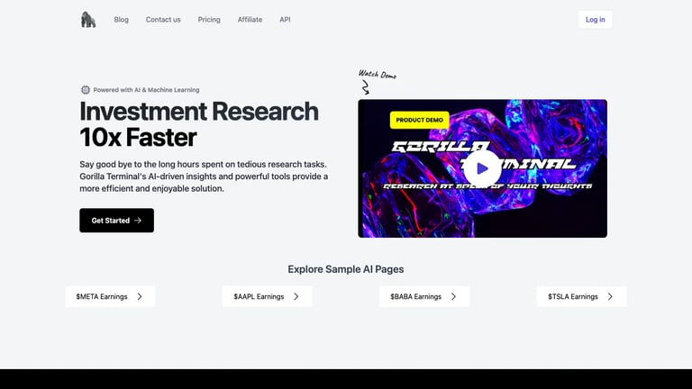 Gorilla Terminal website homepage screenshot