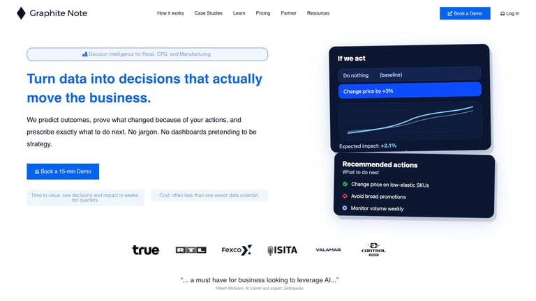 Graphite Note website homepage screenshot
