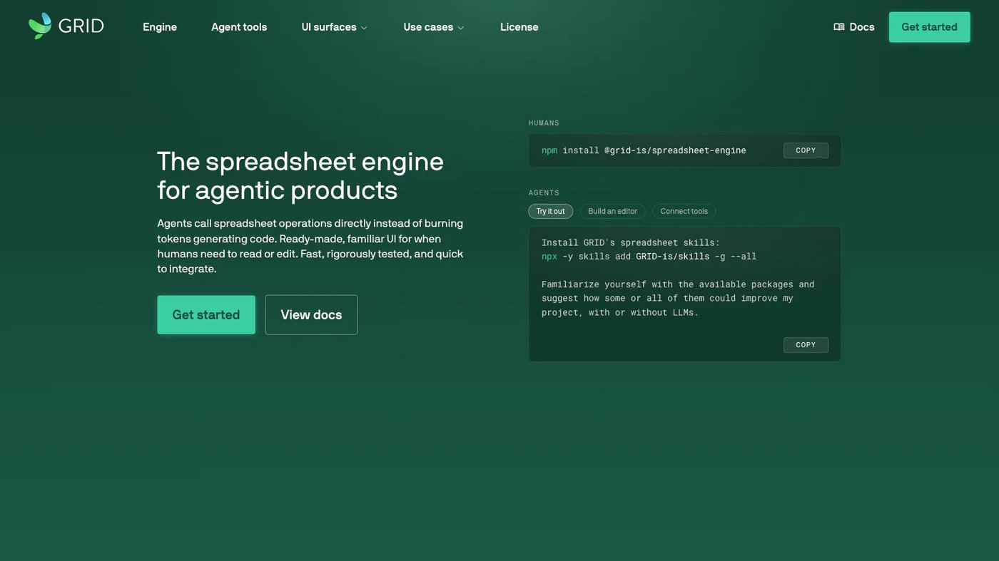 GRID website homepage screenshot