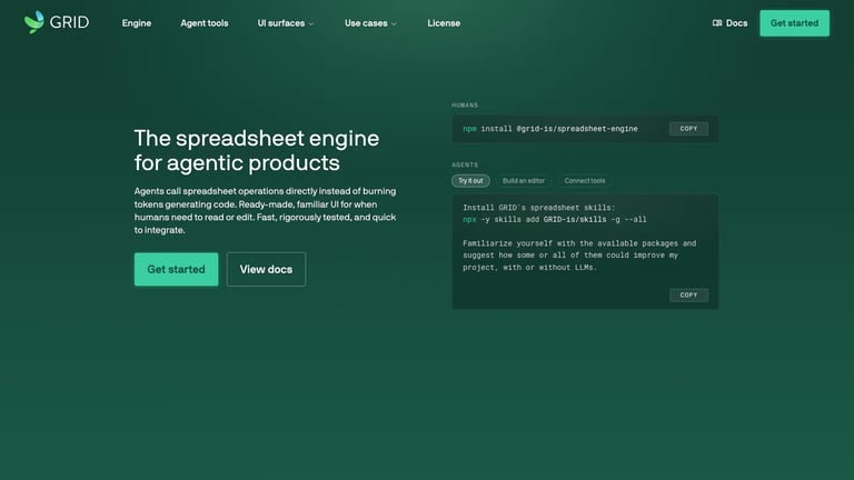GRID website homepage screenshot
