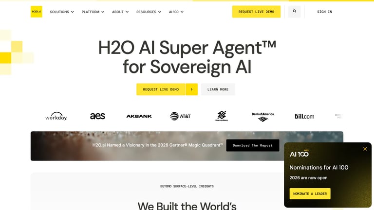 H2O.ai website homepage screenshot