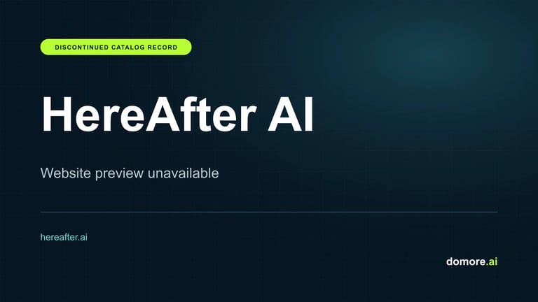 HereAfter AI catalog placeholder — website preview unavailable