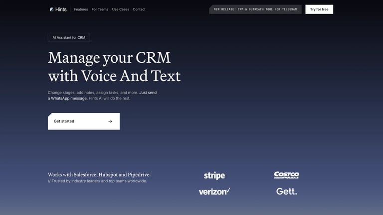 Hints website homepage screenshot