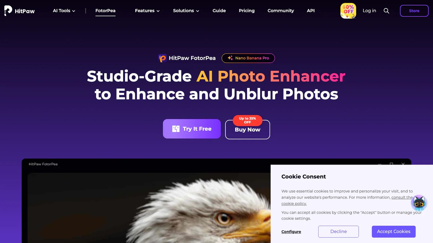 HitPaw FotorPea website homepage screenshot