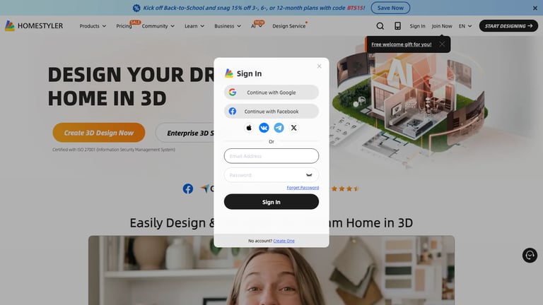 Homestyler website homepage screenshot