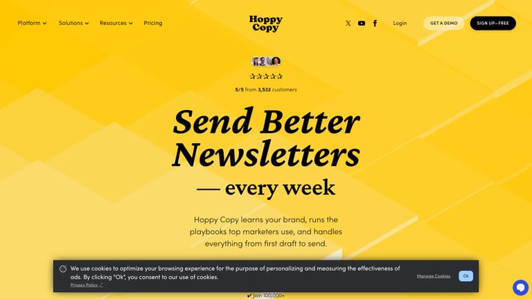 Hoppy Copy website homepage screenshot